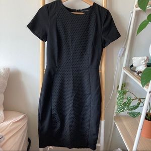 Banana Republic slimming black short sleeve dress with polka dots
